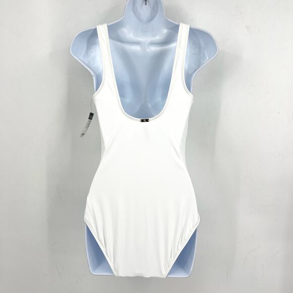 LAUREN RALPH LAUREN One Piece Swimsuit Size 8 White Beach Club Solid Ring NWT - Picture 6 of 10